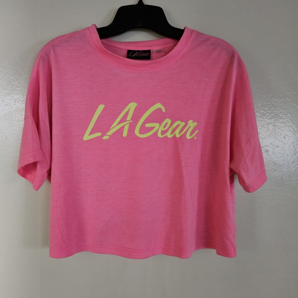 L.A. Gear Cropped Dolman Sleeve T-Shirt - Pink - Size S